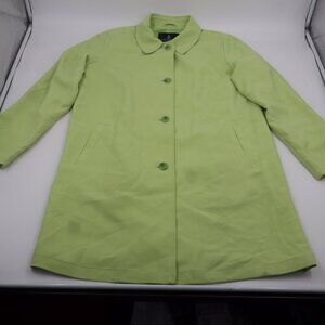 London Fog Womens Lime Green Button Front Peter Pan Collar Coat Jacket Large REG